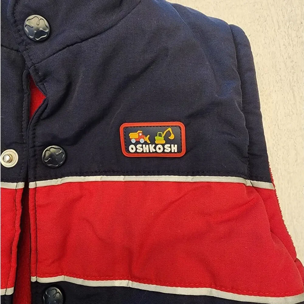 Oshkosh Boys SZ 3T Puffer Vest Red Blue Winter Outerwear